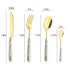 Juego de Cubiertos Modernos con Mango de Mármol Dorado, Juego de Cuchara, Tenedor y Cuchillo de Acero Inoxidable 18/10, Elegante Juego de Cubiertos para Cena o Boda - Product Image 5