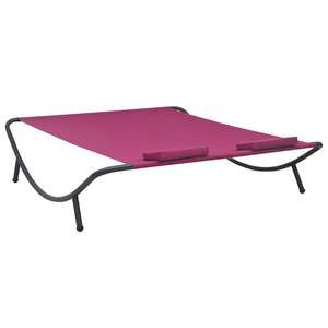 Lit de repos double en tissu Oxford, acier thermolaqué rose, chaise longue - Product Image 4