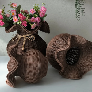 Nouveauté : Ensemble de vases festonnés en corde de papier tressée à la main pour la décoration de table à manger à la maison, à l'hôtel ou en resort - Product Image 5