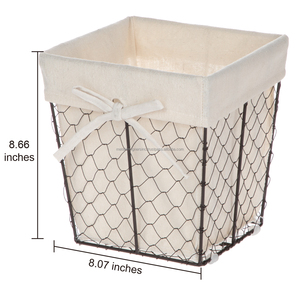 Mainstays Metal Black & White <b>Fabric</b> <b>Storage</b> <b>Baskets</b> with Removable Liner Square Brown Chicken Wire <b>Basket</b> Chicken Wire <b>Storage</b> - Product Image 3