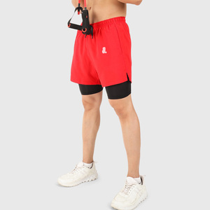 Pantalones Cortos Deportivos Rojos para Hombre, de Secado Rápido, con Cordón Ajustable, Bolsillos, Logotipo Frontal, Cintura Media, Tela de Poliéster - Product Image 5
