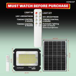"Homehop Solar Flood <b>Light</b> Outdoor 600W <b>LED</b> Waterproof Automatic Security Wall Lamp <b>for</b> <b>Home</b>, Garden, Balcony, Walkway, Patio" - Product Image 2
