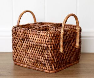 Modern Handmade Rattan Organizer <b>Caddy</b> Basket For Home Office Bathroom And <b>Kitchen</b> Storage Solutions - Product Image 5
