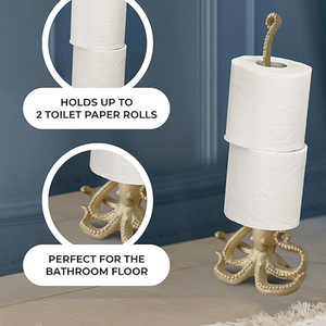 Cast Iron <b>Paper</b> Towel Holder Metal Toilet or <b>Kitchen</b> <b>Paper</b> Holder for Floor or Countertop Casted Iron Octopus Design Roll Holder - Product Image 4
