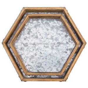 Juego de bandejas de servicio en forma de estrella de metal galvanizado de tamaño personalizado, 3 bandejas decorativas anidadas de diseño acanalado único, paredes laterales para almacenamiento - Product Image 2