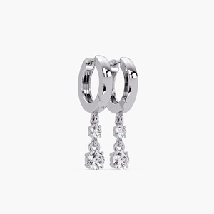 Pendientes de Oro de 14K con Diamante Cultivado en Laboratorio de 0.70 Ct, Diseño de Gota, Engaste de Garras, Doble Colgante, Minimalistas, Regalo para Fiesta, Joyería Fina Elegante - Product Image 3