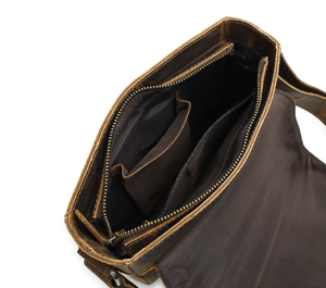 Sac bandoulière pour homme en cuir véritable - Sac de voyage à bandoulière - Plusieurs compartiments - Fermeture éclair - Petite taille - Léger - Design élégant - Product Image 4