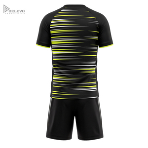 Tenue de football OEM entièrement sublimée 100 % polyester à séchage rapide, col ras du cou, uniforme de football réfléchissant à chevron prismatique, short gris foncé - Product Image 2