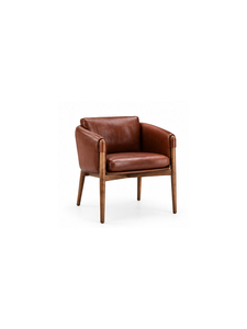 Modern Solid Wood Leather <b>Armchair</b> with Padded Seat Backrest <b>Mid</b> <b>Century</b> Dining Restaurant Furniture - Product Image 2