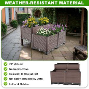 Jardineras Elevadas de Polipropileno para Exteriores de 31.5x31.5x19.6 Pulgadas, para Arreglos Estacionales de Vegetales y Hierbas - Product Image 3