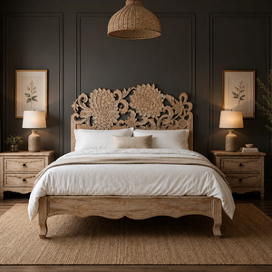 โครงไม้สีน้ำตาลเข้มพร้อมรายละเอียดการตกแต่งแบบ Crown Molding, แผ่นไม้ลายละเอียด และดีไซน์โค้งมนด้านบน มีจำหน่ายในราคาขายส่ง - Product Image 4