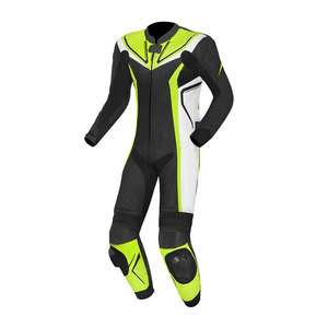 Men's Full Sleeve Motorcycle Racing Suit Black Lime Green Color Blocked Breathable All Seasons - Product Image 1