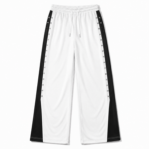 Customizable <b>Men's</b> Heavyweight 100% Organic Cotton <b>Wide</b> <b>Leg</b> Sweatpants Contrast Panel Drawstring Elastic Waist Relaxed <b>Trousers</b> - Product Image 1