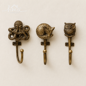 Octopus Shape Solid Brass Wall Hook Decorative Marine <b>Coat</b> Hook Towel <b>Robe</b> Hat Key Holder Handmade Coastal Home Decor - Product Image 4