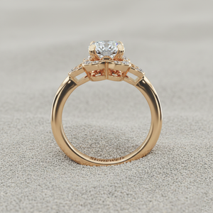 Anillo de Compromiso con Diamante Cultivado en Laboratorio, Oro de 14K, Estilo Art Deco Vintage, Anillo con Halo Geométrico, Fabricante de Joyería Personalizada, OEM, ODM - Product Image 4