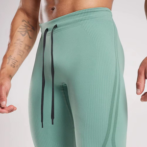 Private Label <b>Men's</b> <b>Compression</b> Fitness <b>Leggings</b> High Quality Spandex/Polyester/Cotton Solid Elastic Waist Plus Size Breathable - Product Image 4