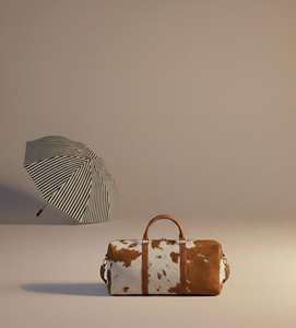 Bolsa de Viaje de Cuero Vacuno, Hecha a Mano, Ligera, con Cierre, de Gran Capacidad, Estilo Vintage - Product Image 1