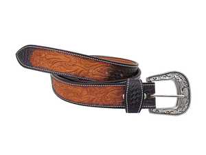 Premium Western Cowboy <b>Leather</b> <b>Belt</b> – Hand <b>Tooled</b> Floral & Basketweave Carved <b>Leather</b> with Vintage Buckle - Product Image 4