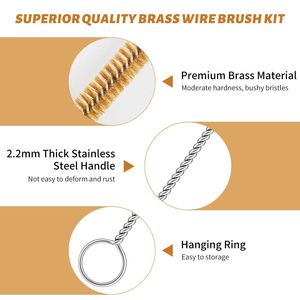 7-Piece Brass <b>Wire</b> Bottle <b>Brush</b> Set 12-Inch Long Auto Parts Cleaners for Metal & Tubes for Car Washes - Product Image 6