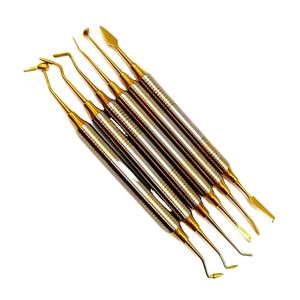 Dental Composite Resin Filling Spatula Set with Titanium Plated Head Thick Handle Gold Medic Instruments by <b>Blush</b> surgical - Product Image 1