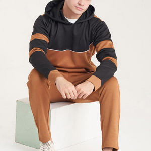 Survêtement à capuche pour homme, color-block, coupe droite, longueur intégrale, décontracté, respirant, polyester et coton, poches latérales - Product Image 4