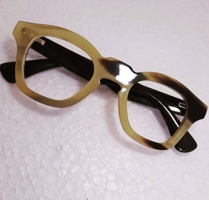 New Designer Retro Classical High-End Round Optical Buffalo Horn <b>Eyeglasses</b> Solid Pattern Oval Style - Product Image 3