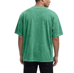 T-shirt vert délavé en coton 100 % pour homme, coupe oversize, manches courtes, col rond, style streetwear, couleur unie, OEM ODM, le plus vendu - Product Image 2