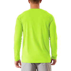 เสื้อแรชการ์ดแขนยาวสำหรับผู้ชาย สีเขียวนีออน ป้องกันรังสียูวี SPF 50+ ป้องกันแสงแดด เสื้อว่ายน้ำ แห้งเร็ว สำหรับออกกำลังกาย ขายส่งจากโรงงานโดยตรง - Product Image 2