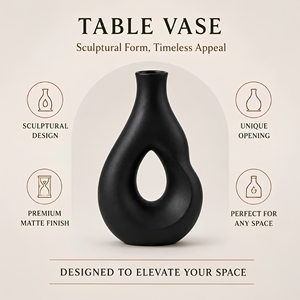 Vase Sculptural Moderne en Aluminium, Centre Creux, Finition Mate Foncée, Décoration de Table Durable pour la Maison |   Centre de table élégant - Product Image 5