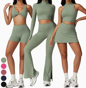 Sujetador Deportivo Sin Costuras para Mujer, Tirantes Cruzados, Cuello en V, Soporte Medio, Color Sólido, Transpirable, Elástico en Cuatro Direcciones, para Fitness y Yoga - Product Image 5