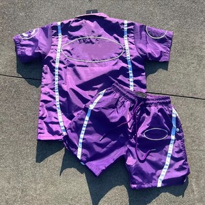 Summer <b>Beach</b> Custom Knitted Breathable <b>Windbreaker</b> Polo Shirts & Shorts Set for Men with Front Logo-Streetwear - Product Image 6