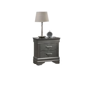Comodino Moderno Grigio in Legno con 2 Cassetti, Stile Transizionale per Camera da Letto - Product Image 3