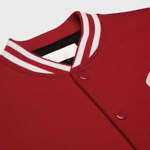 เสื้อแจ็คเก็ตวาร์ซิตี้สีแดงสำหรับผู้ชาย สไตล์พรีปปี้ ผ้าฟลีซ ปกคอพับ แขนเสื้อปกติ ใส่ได้ในฤดูใบไม้ร่วง - Product Image 3
