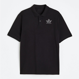 <b>Men's</b> <b>Black</b> Cotton Oxford <b>Polo</b> <b>Shirt</b> Short Sleeve Anti-Wrinkle Solid Color Woven Plain Dyed Regular Fit Casual Business <b>Shirt</b> - Product Image 3
