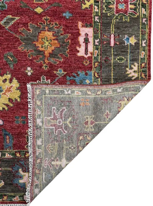 Alfombra Persa Abstracta Oushak de Lana/Seda Anudada a Mano de Primera Calidad |   Alfombra Oriental Turca Clásica de Color Rojo, Hecha a Mano, Antideslizante y Apta para Mascotas - Product Image 3