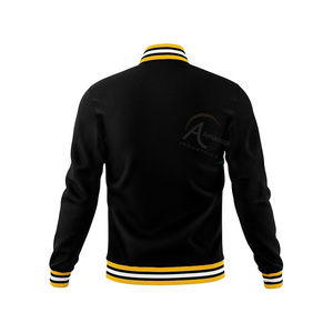 Double Custom Logo Stand Collar <b>Varsity</b> <b>Jacket</b> for Men Winter OEM Blank Wholesale <b>Plain</b> College <b>Jacket</b> - Product Image 2