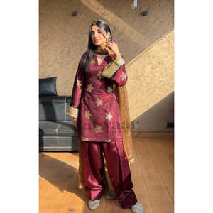 ชุดสวมใส่ด้านบนล่างและชุด dupatta สำหรับงานปาร์ตี้ของนักออกแบบหญิง - Product Image 4