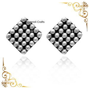 Hermoso pendiente de patrón cuadrado oxidado de plata, joyería de trabajo de cristal pequeño para mujeres y niñas para fiestas de bodas y festivales - Product Image 3