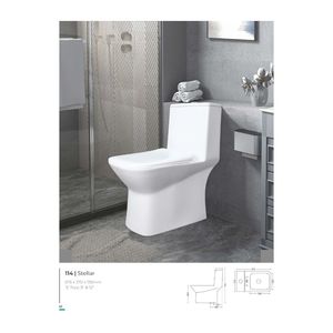 WC d'angle monobloc moderne et abordable en porcelaine blanche 675x370x755mm pour usage commercial et construction - Product Image 3