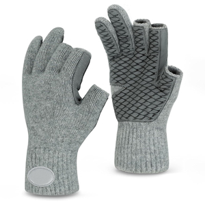 Gants de pêche demi-doigts isolés en mélange de coton unisexe toutes saisons avec design antidérapant à enfiler - Product Image 4