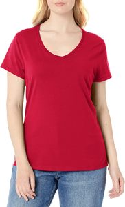 Camiseta de Mujer de Fibra de Bambú Elástica, Tejido Ecológico y Sostenible, Corte Ajustado, Cuello en V, Prenda Básica para la Moda de Verano - Product Image 3