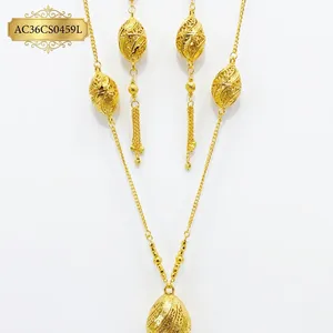 Fancy Tassel Trendy Design Brass Charm Necklace with Link <b>Chain</b> Yellow Gold Plated for Women - Product Image 2