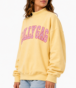 Women's Cotton Fleece <b>Mock</b> <b>Neck</b> Sweatshirt Custom Logo Gingham Applique Embroidery Loose Fit Eco-Friendly <b>Top</b> - Product Image 4