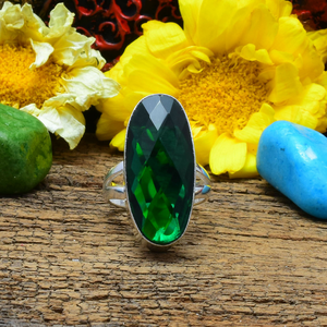 <b>Chrome</b> Diopside Silver Ring 925 Sterling Silver Handmade Green Stone Ring for Her - Product Image 1
