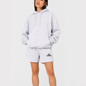DTG Women's Hoodie Shorts Set <b>Custom</b> Printed Polyester Cotton Casual Two Piece Outfit Personalized Pullover Matching Streetwear - Product Image 2