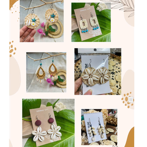 Handmade Rattan Dangle <b>Earrings</b> Natural Woven Boho Jewelry TUYET DUNG Wedding Classic Folk Art Made in Vietnam - Product Image 4