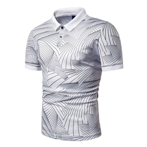 เสื้อโปโลผ้าโพลีเอสเตอร์ผสมคอตตอน แฟชั่นลำลองสำหรับผู้ชาย สีพื้น แขนสั้น - Product Image 3