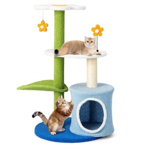 Arbre à chat mignon à 4 niveaux de 34,5 pouces avec balles sonores et griffoir pour chat - Product Image 1