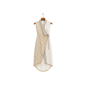 Caftán Beige hasta el Tobillo para Mujer con Bolsillos Delanteros, Detalle de Bordado de Palmeras, Estilo Étnico, Transpirable, para Mujeres Musulmanas - Product Image 2