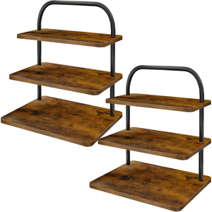 Juego de Soportes Modernos de Madera de 4 Niveles para Cupcakes con Asa Metálica para Exhibición de Postres en Cocina, Estilo Rústico, Ecológico, Decoración para Cumpleaños y Buffet - Product Image 1